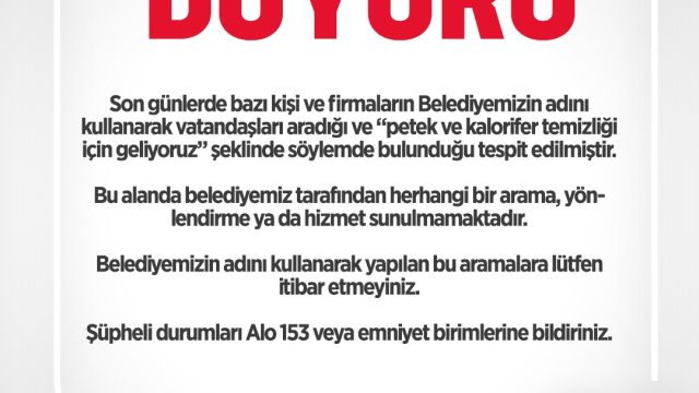 DÜZCE BELEDİYESİ’NDEN UYARI