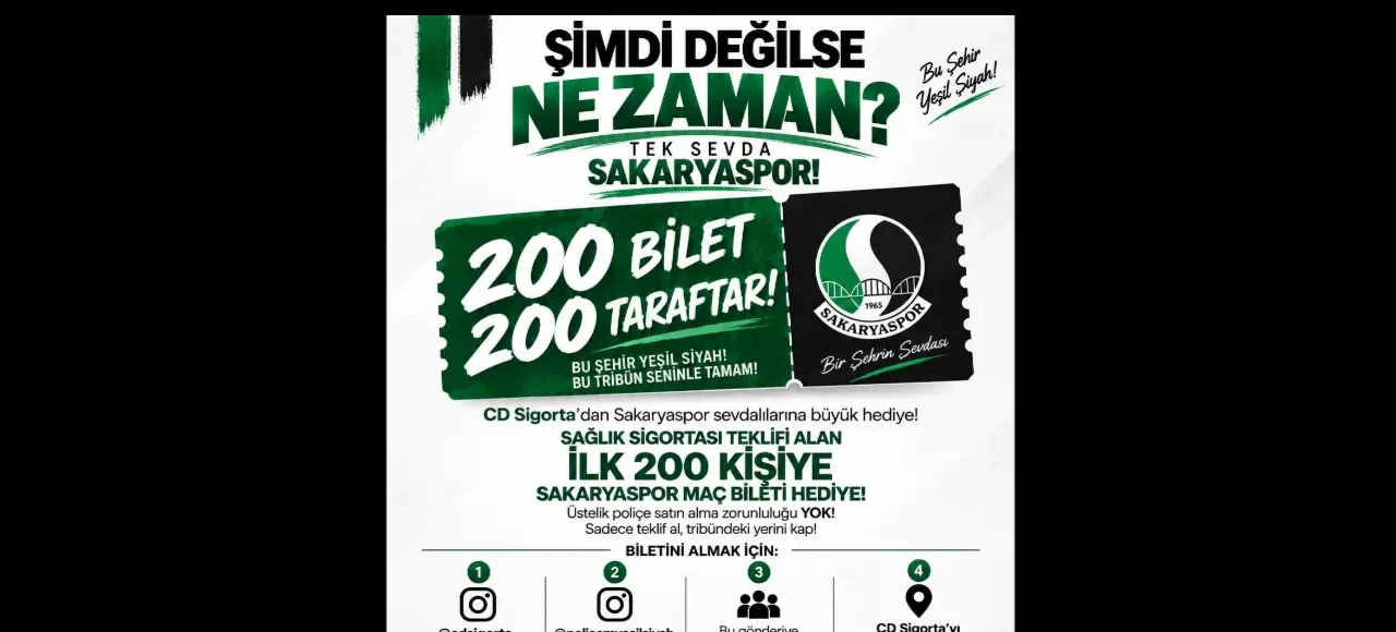 Cüneyt Demir Sigorta’dan Sakaryaspor taraftarına 200 bilet