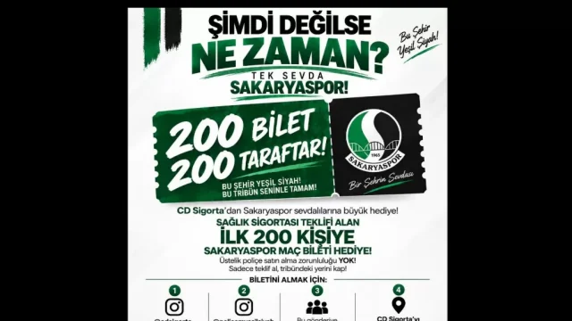 Cüneyt Demir Sigorta’dan Sakaryaspor taraftarına 200 bilet