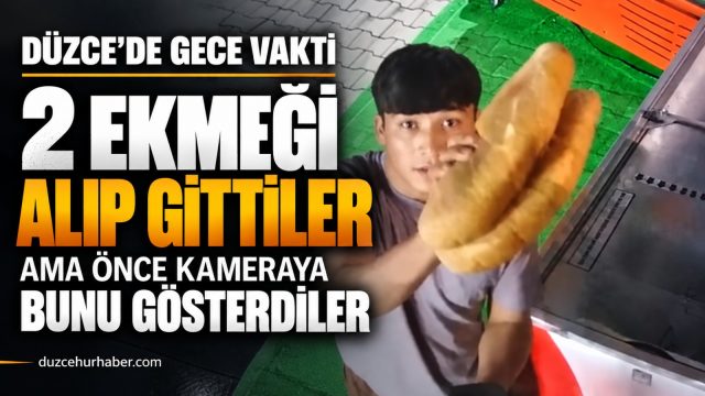Düzce'de gece kameraya yansıdı: 2 ekmeği aldılar, parasını böyle bıraktılar