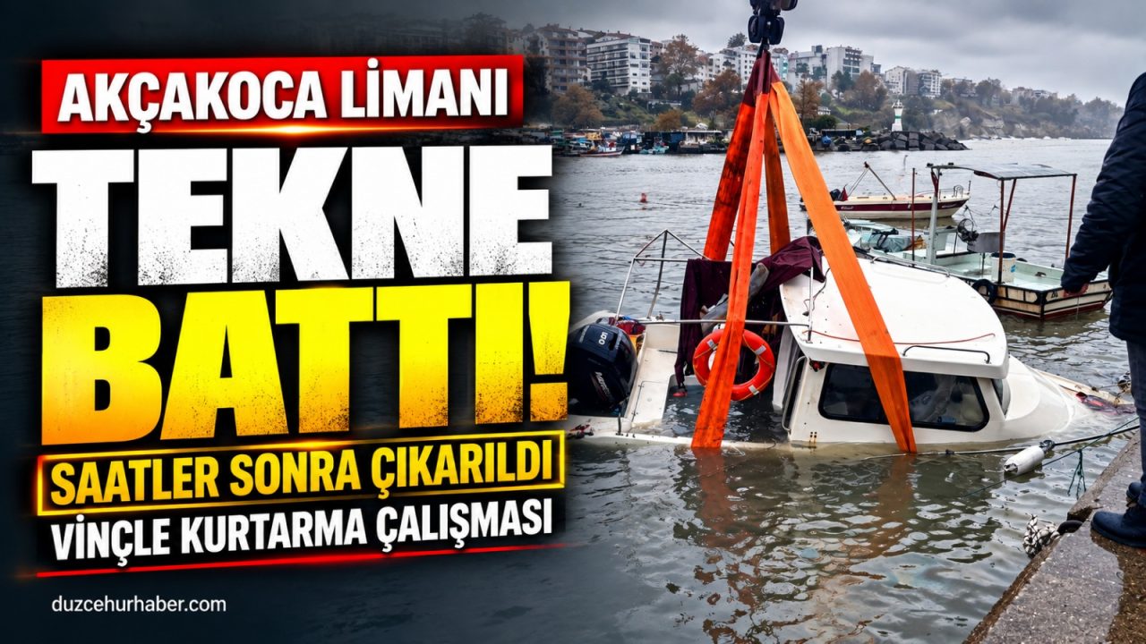 Akçakoca Limanı’nda tekne battı: Saatler sonra vinçle çıkarıldı