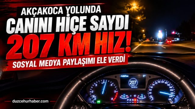 Akçakoca yolunda 207 kilometre hız yaptı! Paylaşımı ele verdi