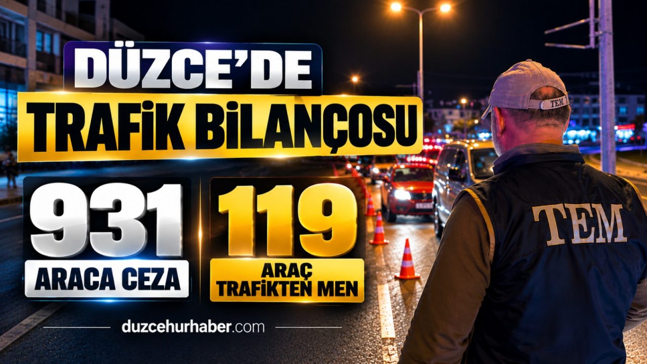 Düzce’de trafik denetimlerinin bilançosu: 931 ceza, 119 araç trafikten men
