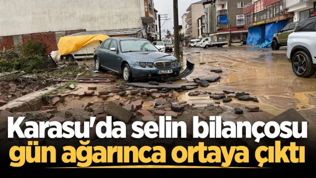 Karasu'da selin bilançosu gün ağarınca ortaya çıktı