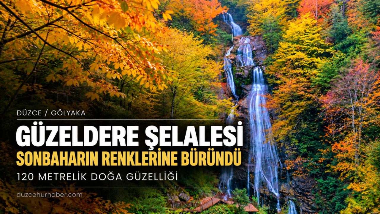 Düzce'de Güzeldere Şelalesi sonbaharın renklerine büründü