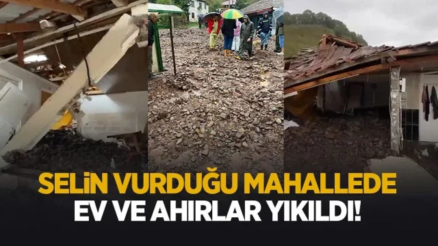 Sel deprem gibi yıkıma neden oldu: Bir mahallede ev ve ahırlar yıkıldı