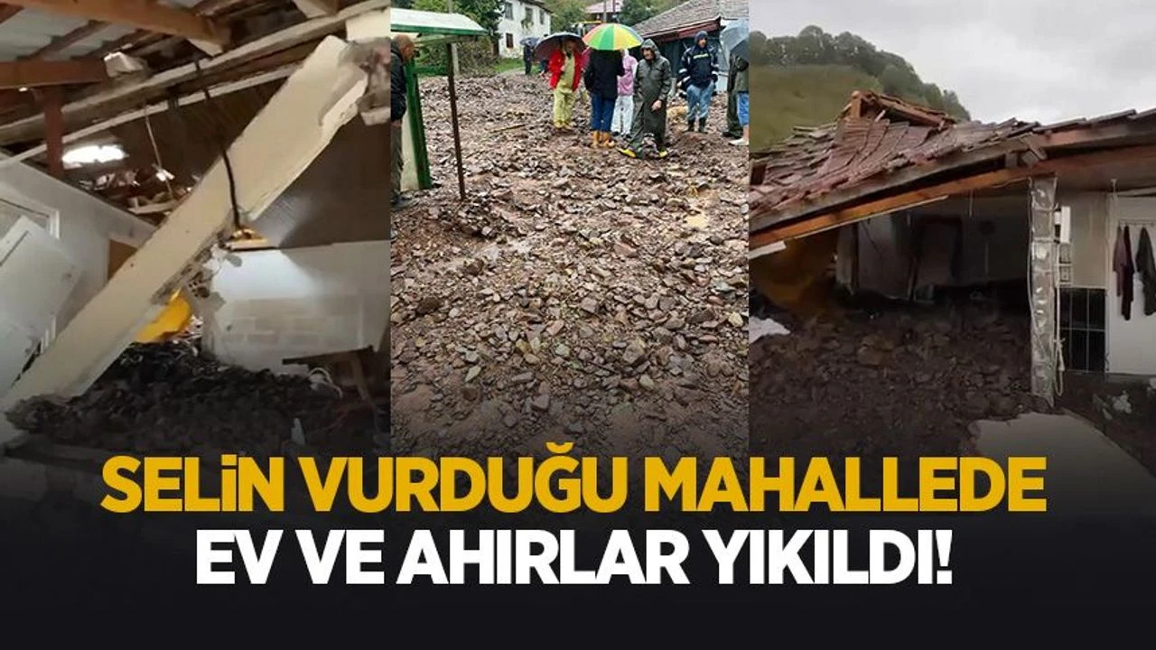 Sel deprem gibi yıkıma neden oldu: Bir mahallede ev ve ahırlar yıkıldı