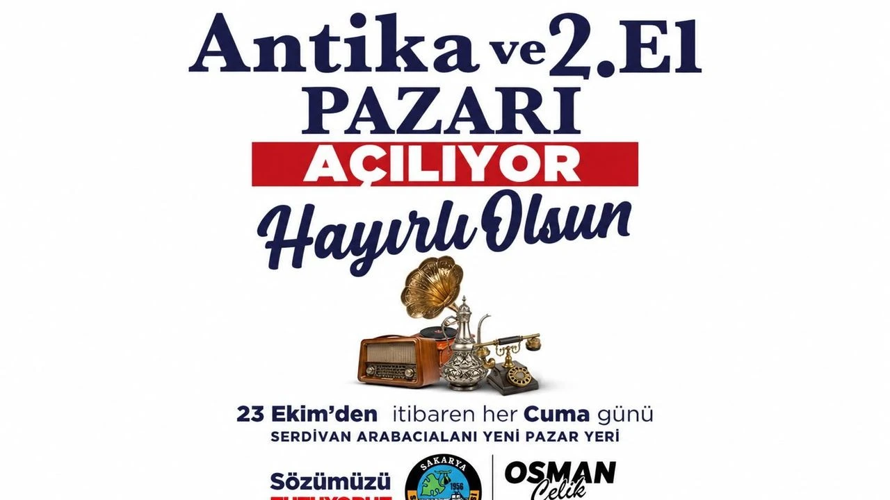 Serdivan’da Antika ve 2. El Pazarı Cuma Günü kuruluyor