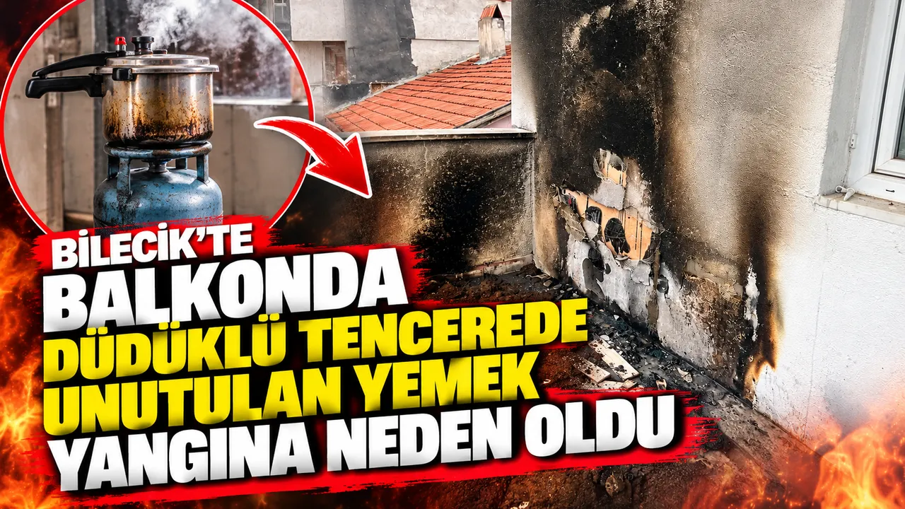 Balkonda düdüklü tencerede unutulan yemek yangına neden oldu