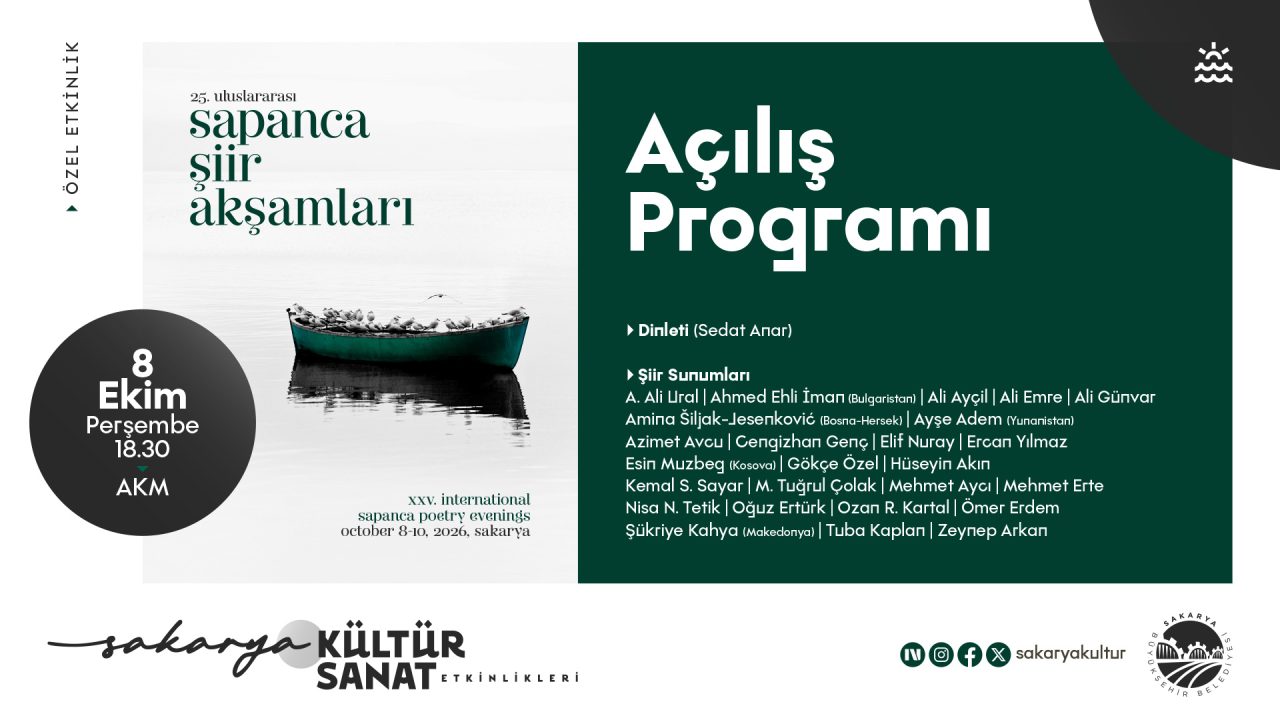 25. Uluslararası Sapanca Şiir Akşamları AKM’de başlıyor