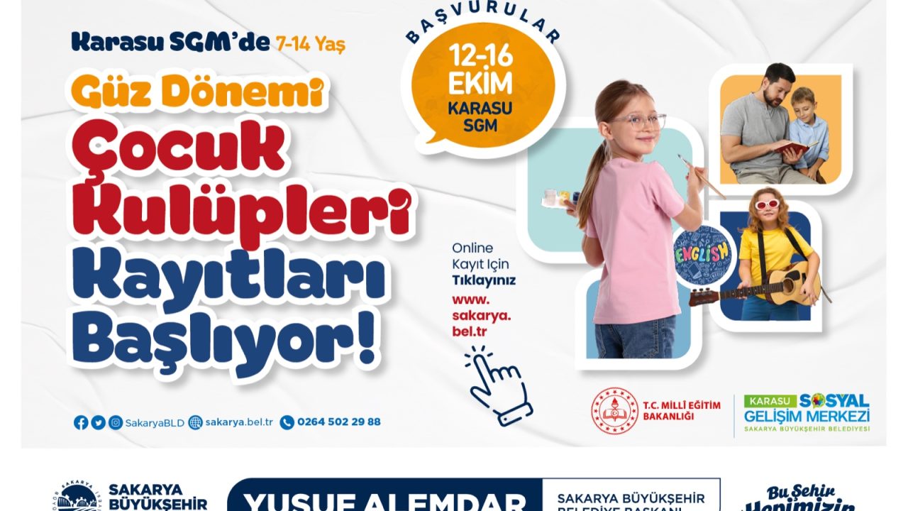 Karasu’da çocukların güz dönemi atölyeleri için kayıt zamanı